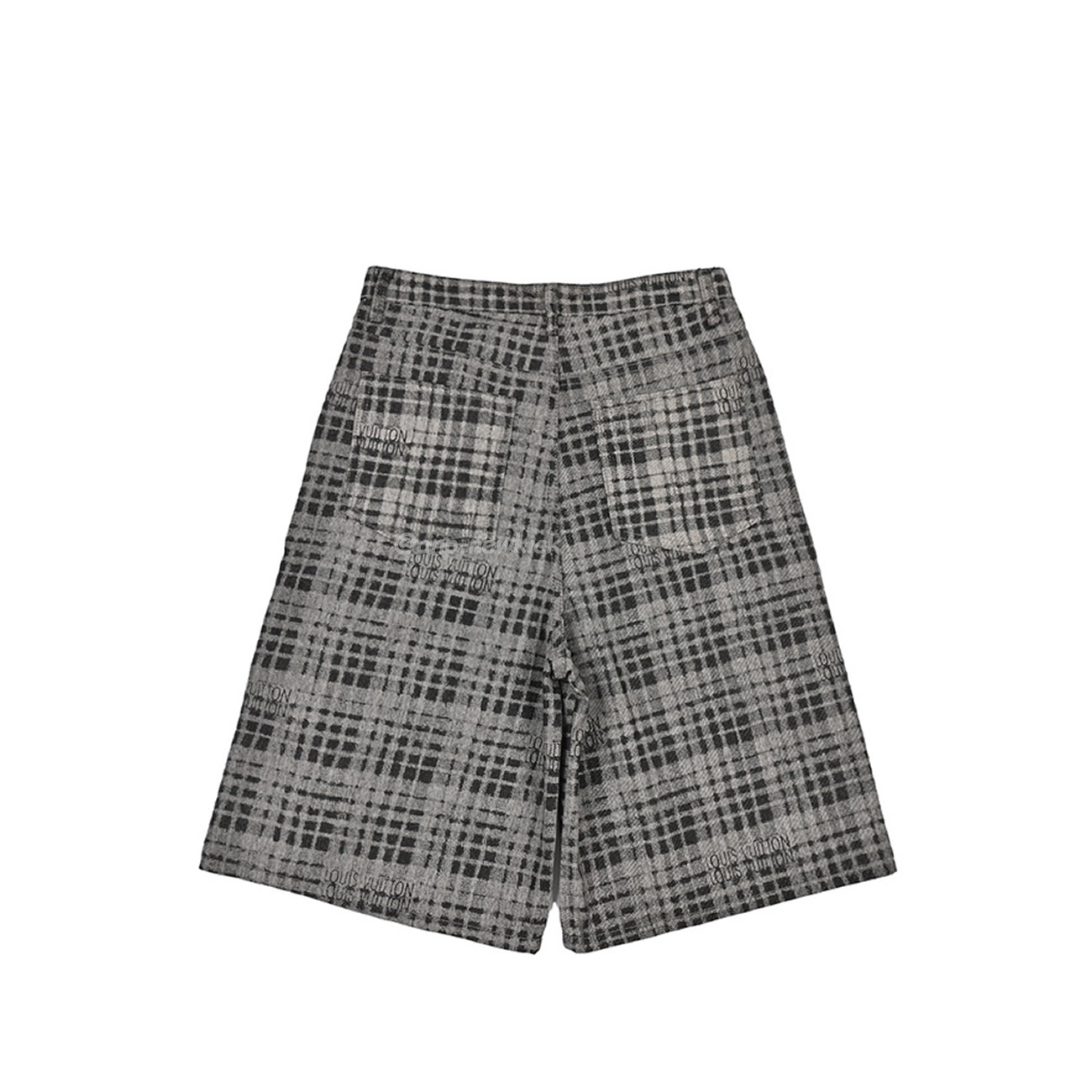 Louis Vuitton 1v 24ss Grey Checkerboard Printed Denim Shorts (5) - newkick.cc